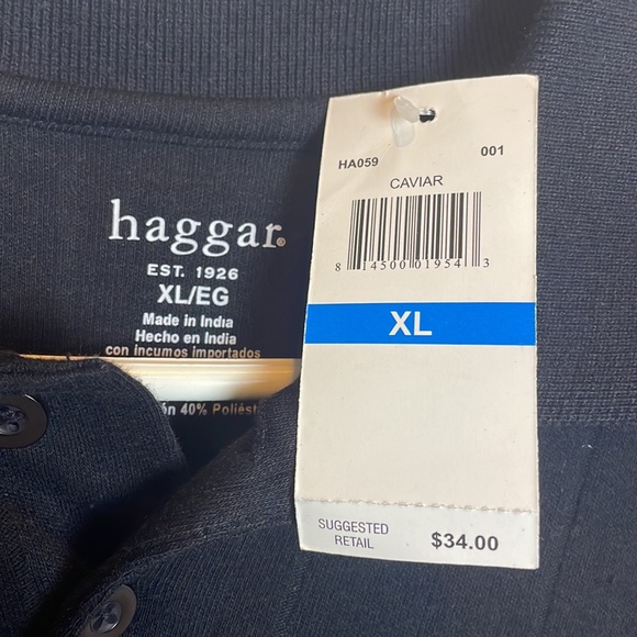 Haggar Caviar Black Short-Sleeve Polo Shirt Men’s Size XL - Picture 4 of 7